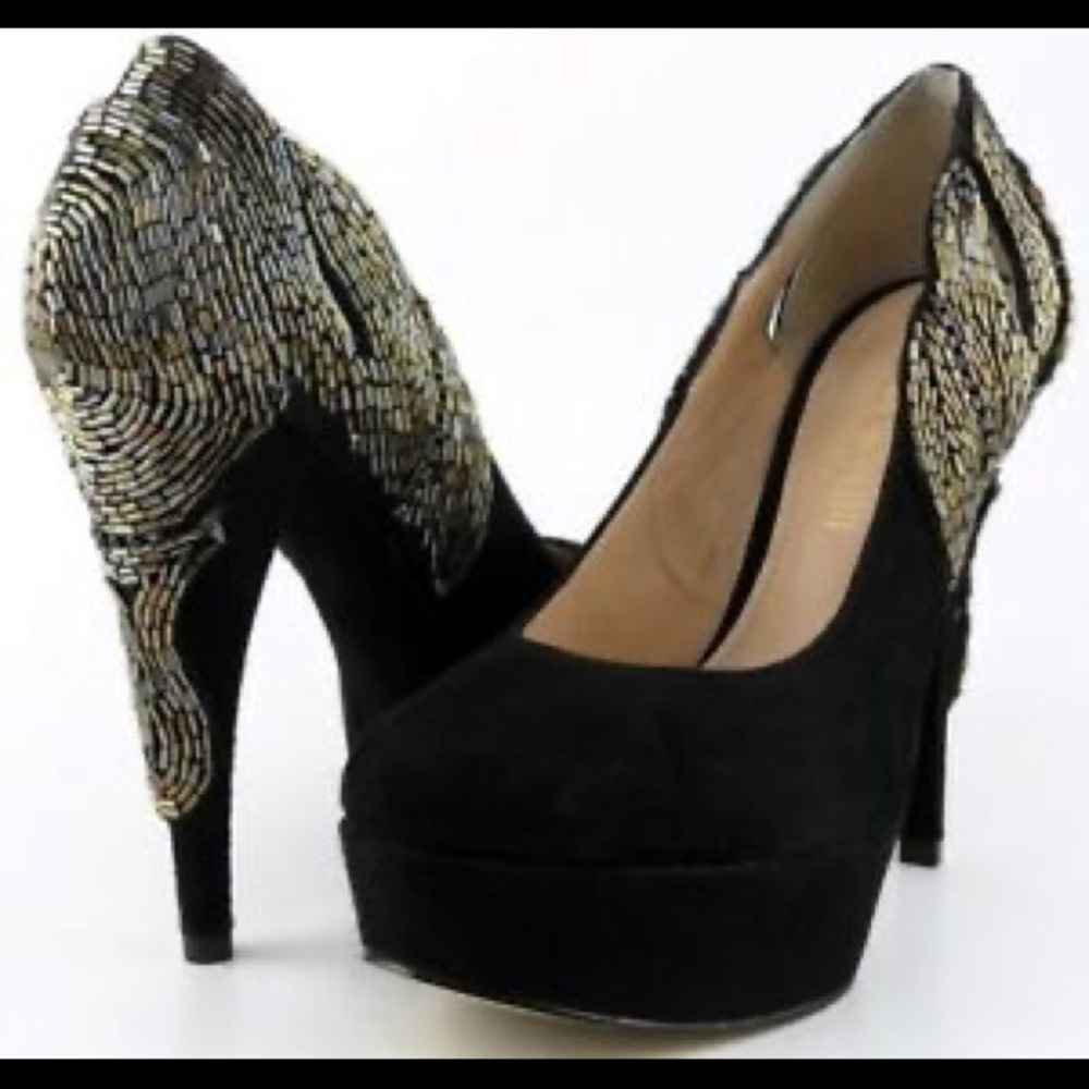New sexy Beaded black heels